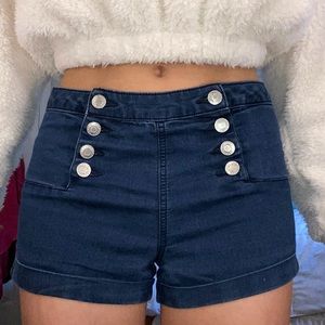 Navy High-Waisted Shorts